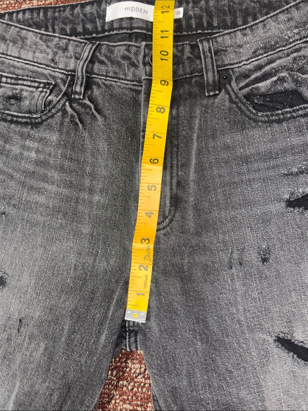 Hidden jeans wide leg crop black distressed denim tapered straight grunge 28 - Picture 14 of 14